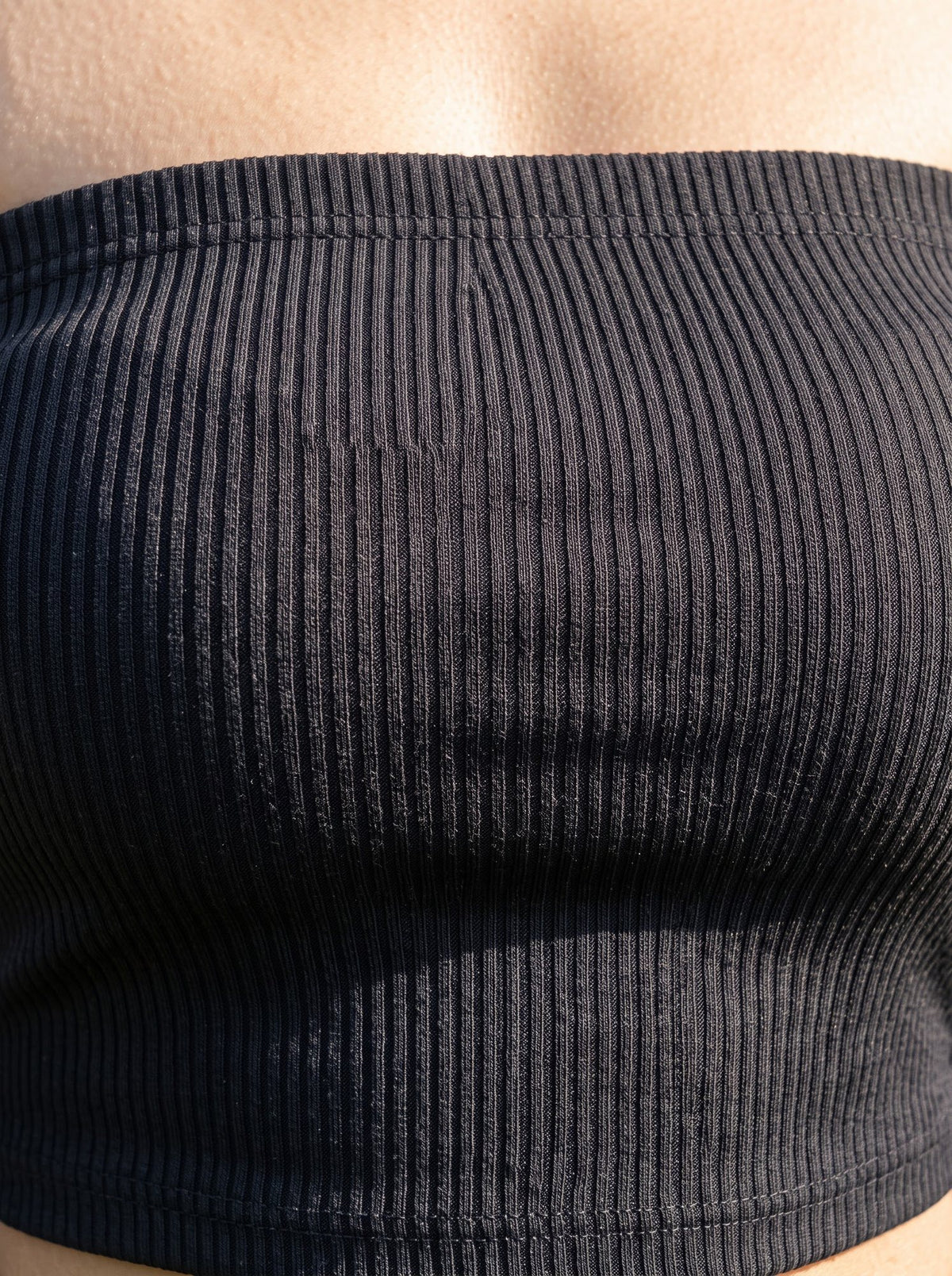 Ribbed Bandeau Tube Top — Black