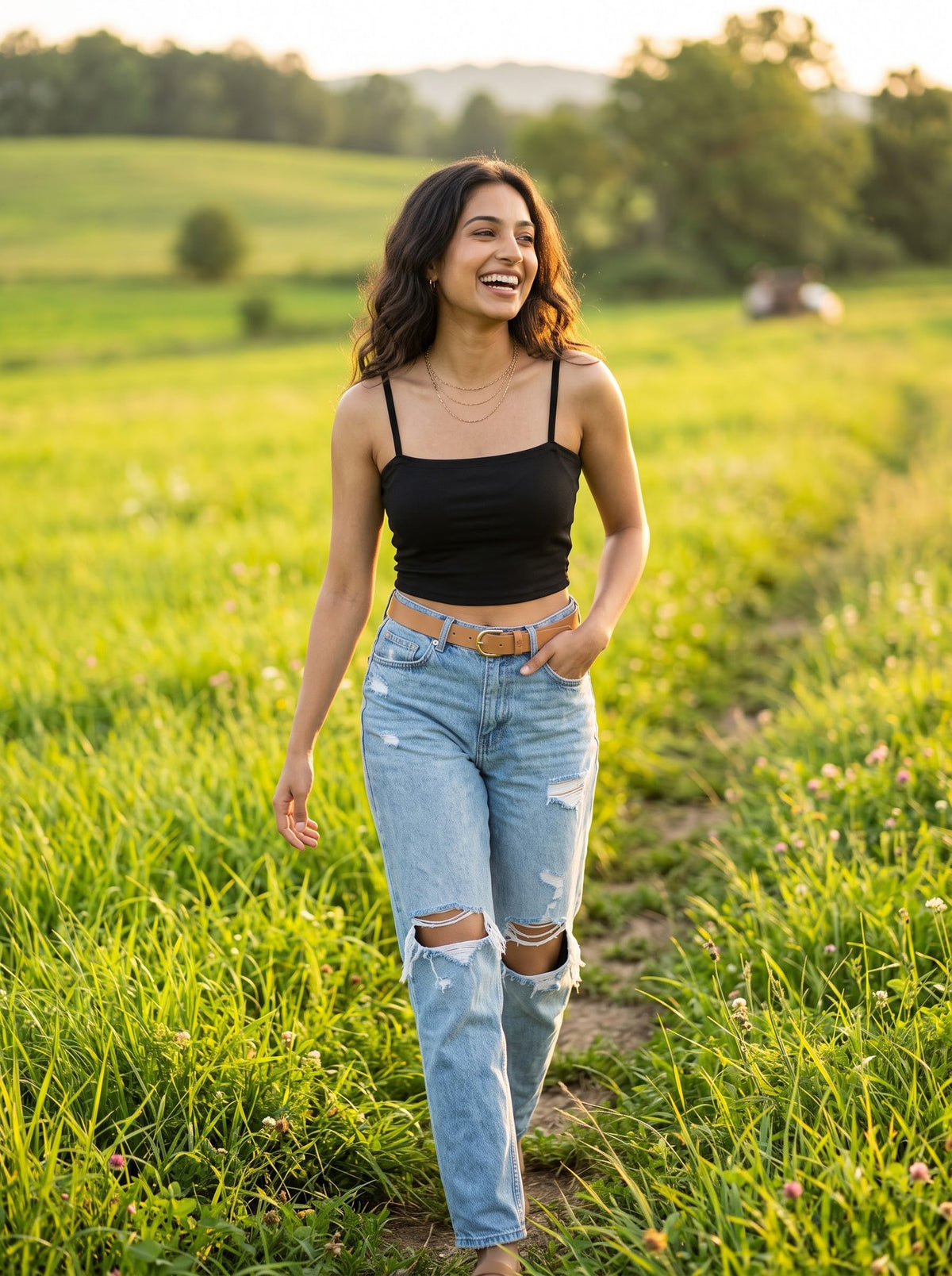Valentina Strappy Crop Top — Black