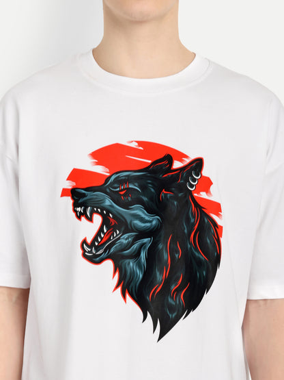 Wolf printed 240gsm oversize tshirt.