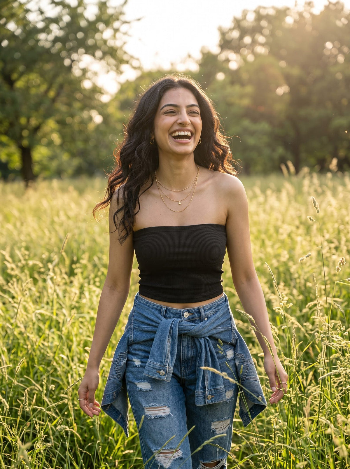 Ribbed Bandeau Tube Top — Black