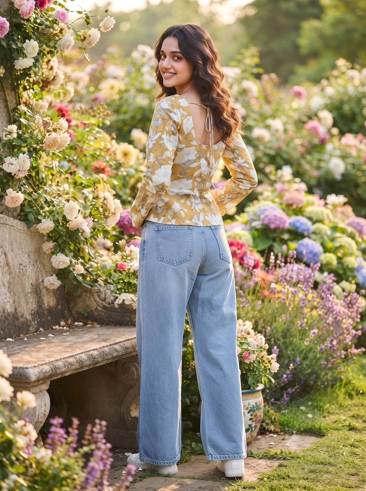 Marigold Floral Cotton Blouson Top