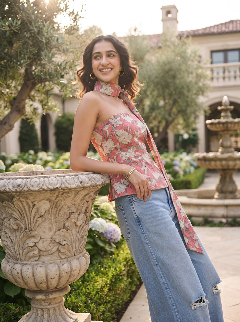 Rosette Floral Corset Top