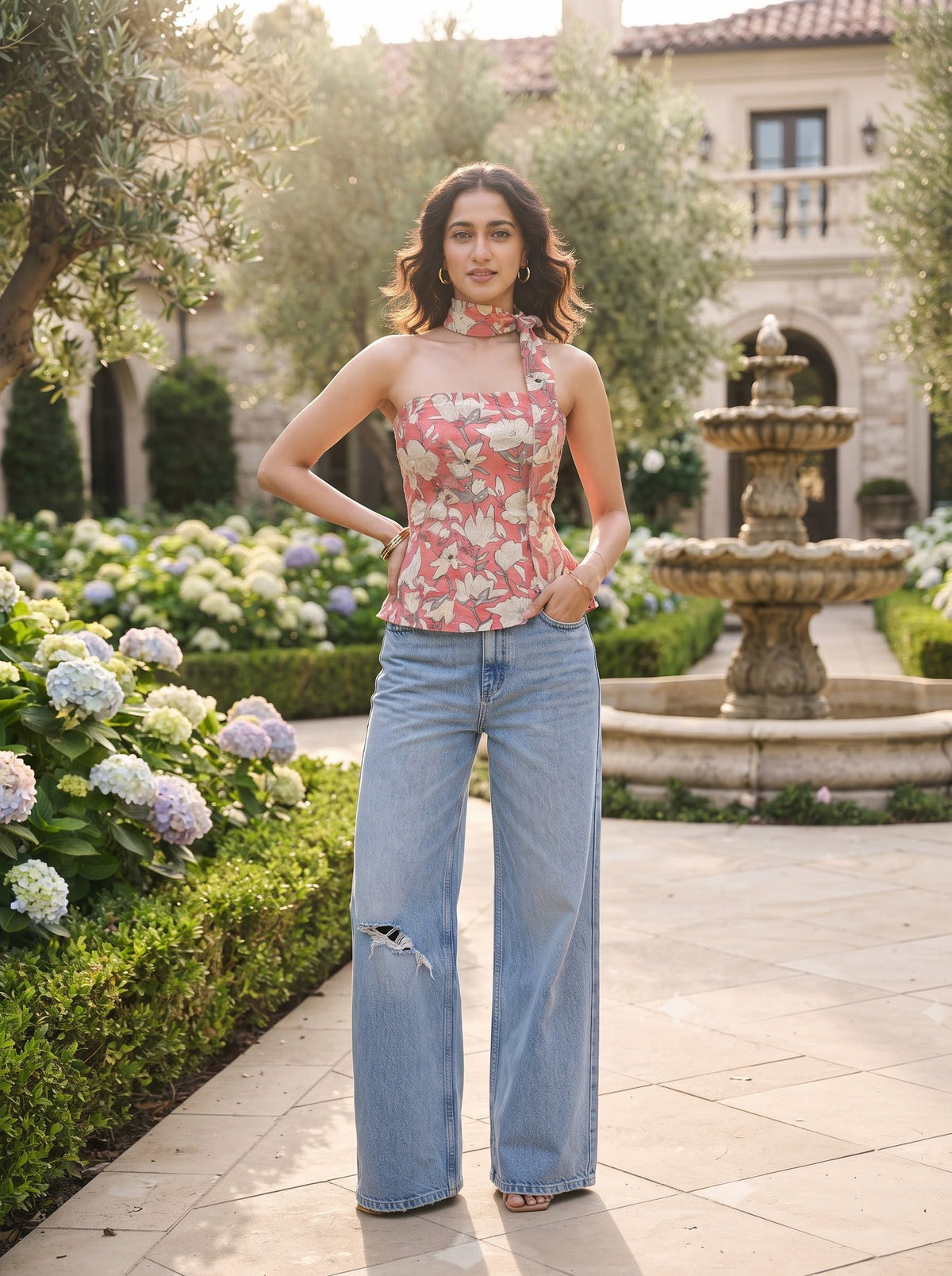 Rosette Floral Corset Top