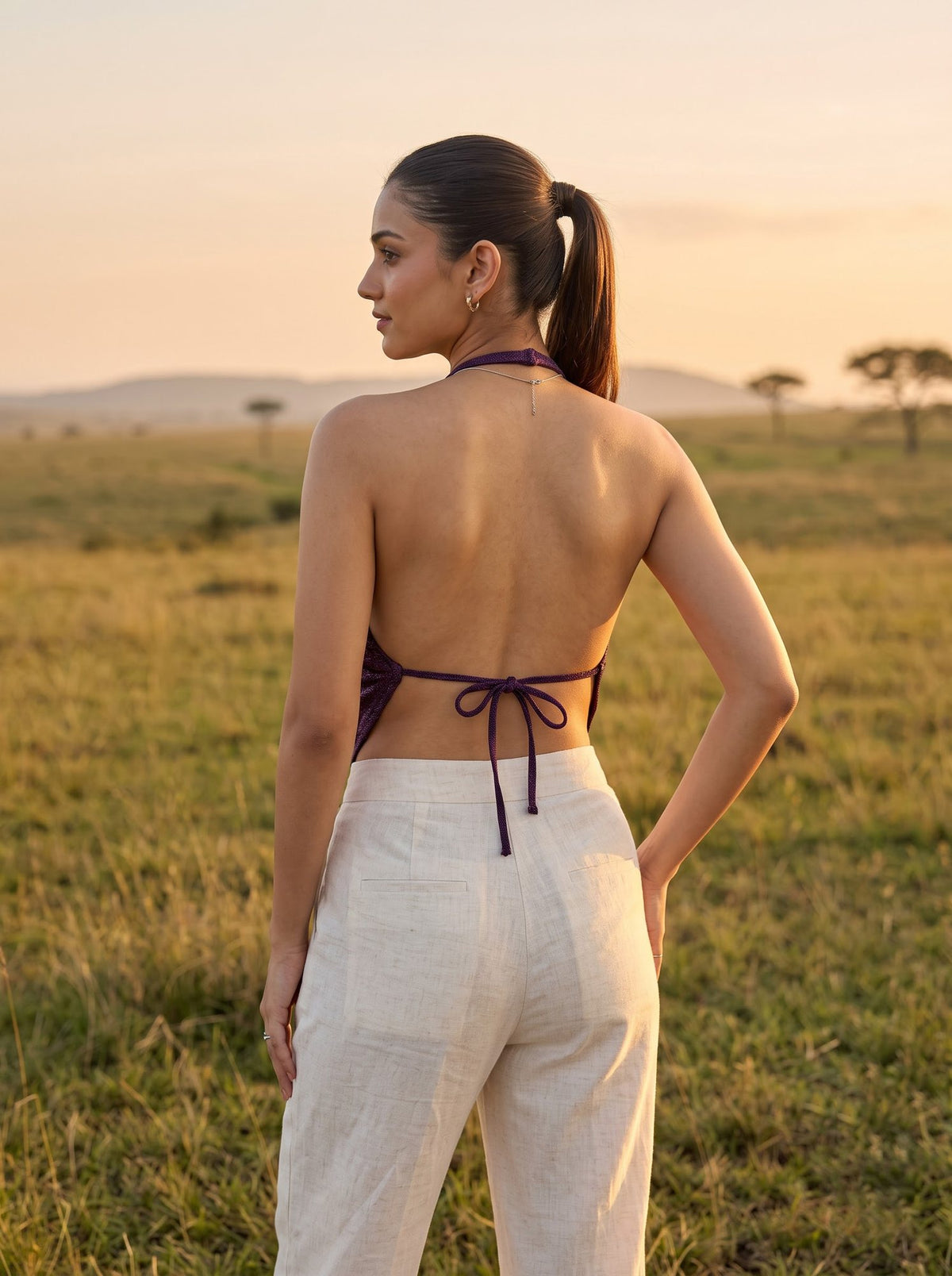 Rumaal Backless Halter Top