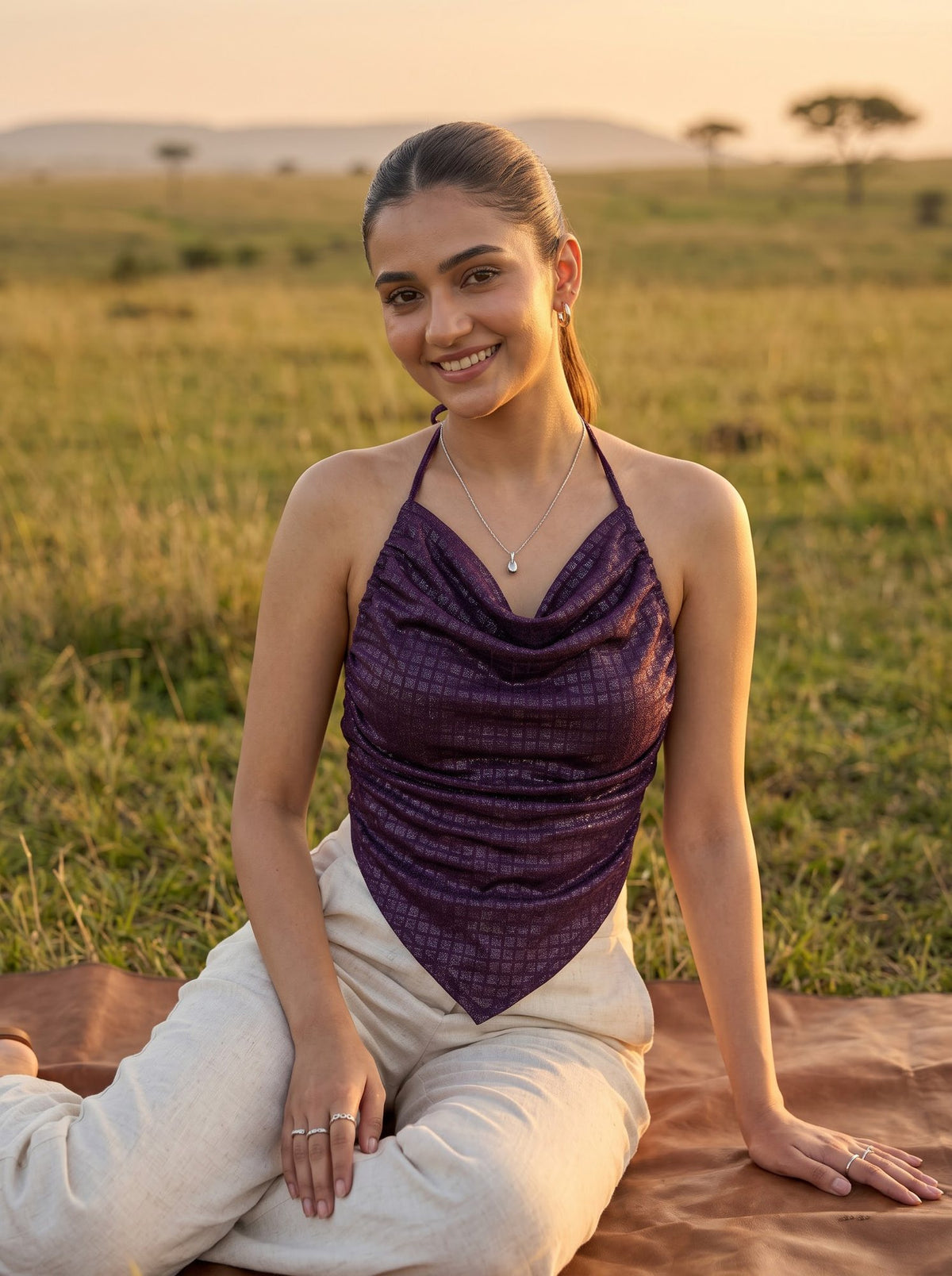 Rumaal Backless Halter Top