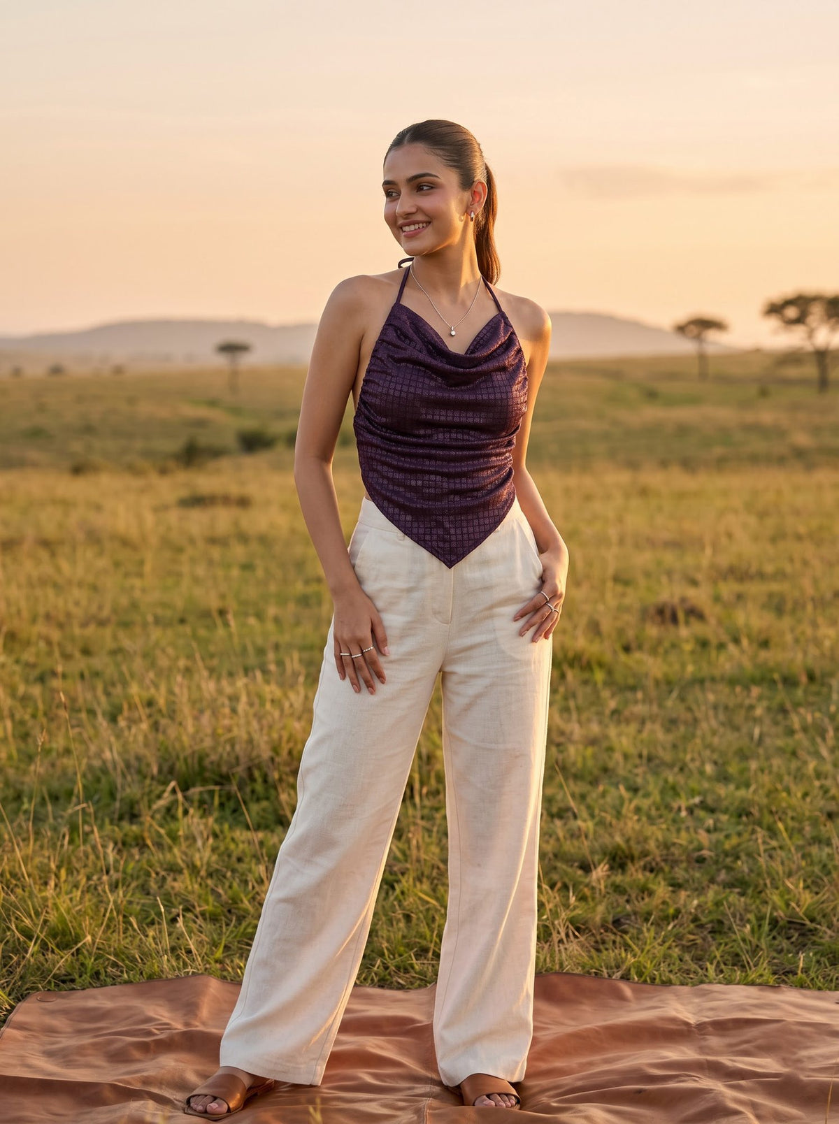 Rumaal Backless Halter Top