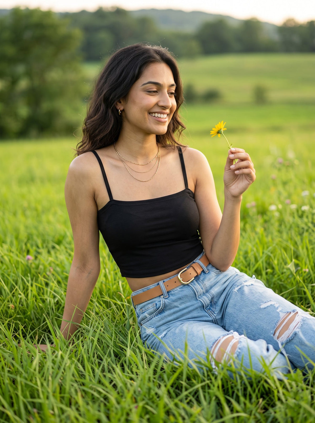 Valentina Strappy Crop Top — Black