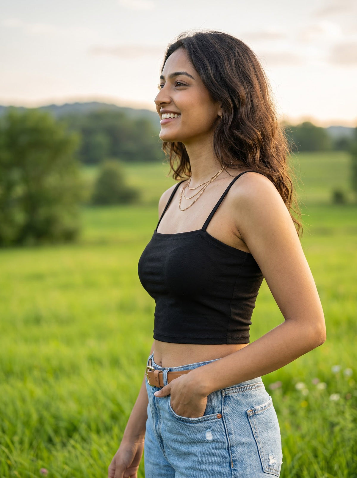 Valentina Strappy Crop Top — Black