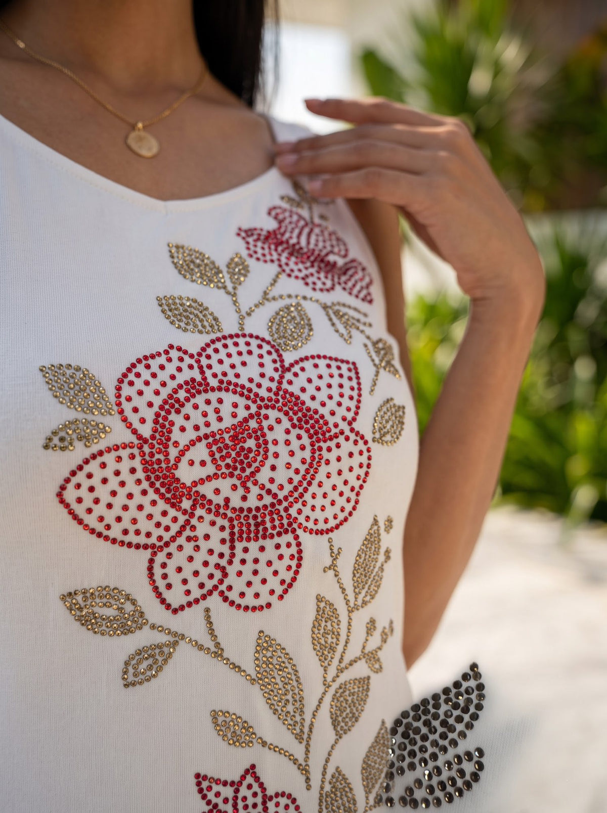 Rose Embellished Maxi — White