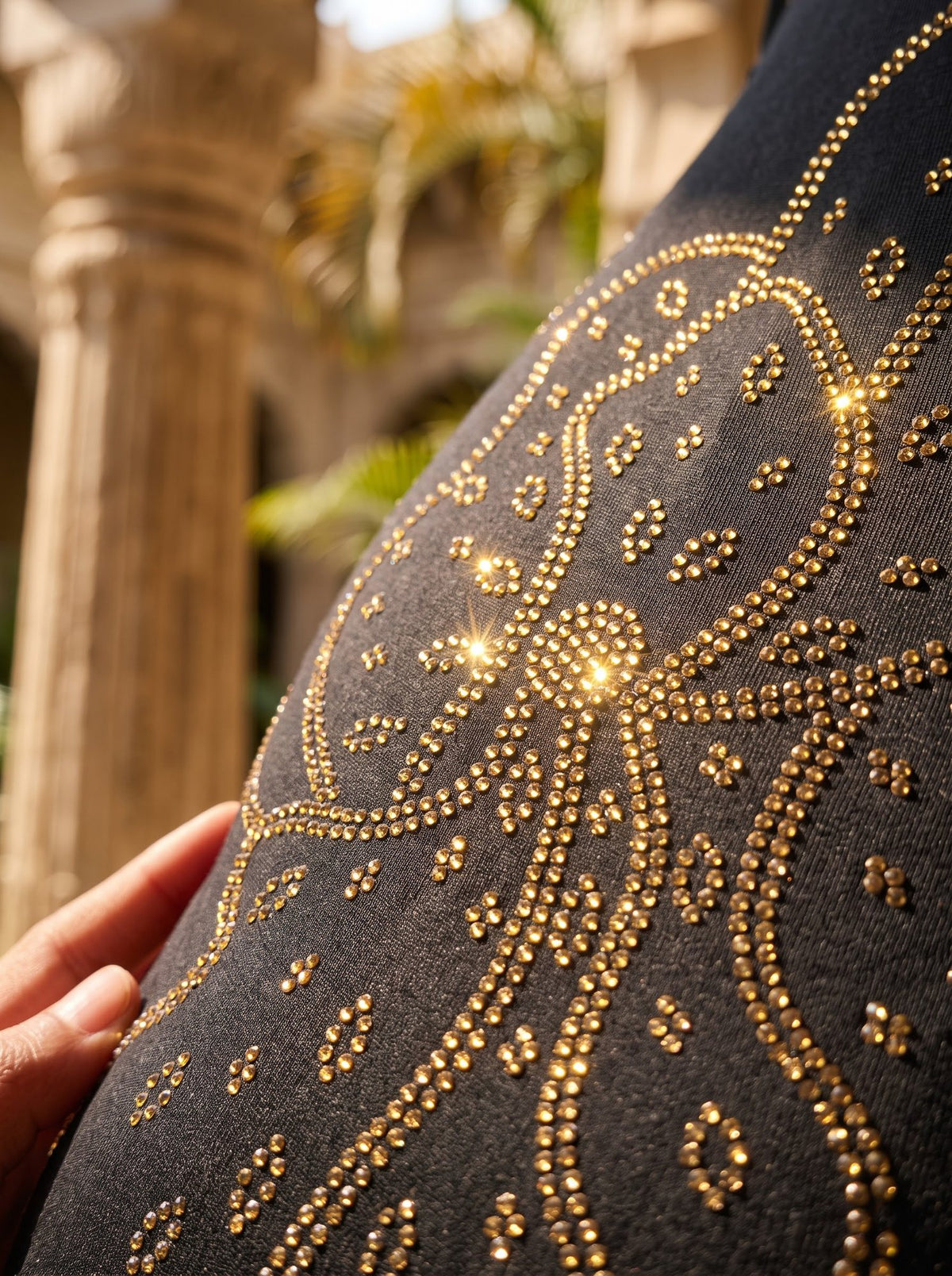 Paisley Rhinestone Maxi — Black