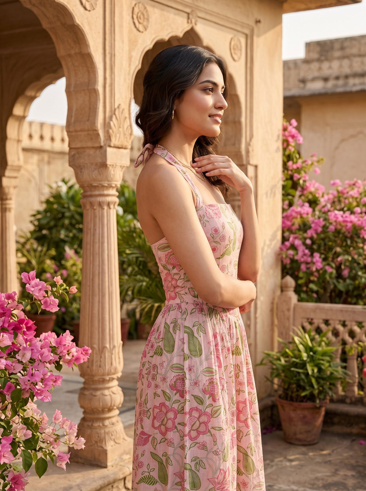 Blossom Print Strappy Maxi — Pink