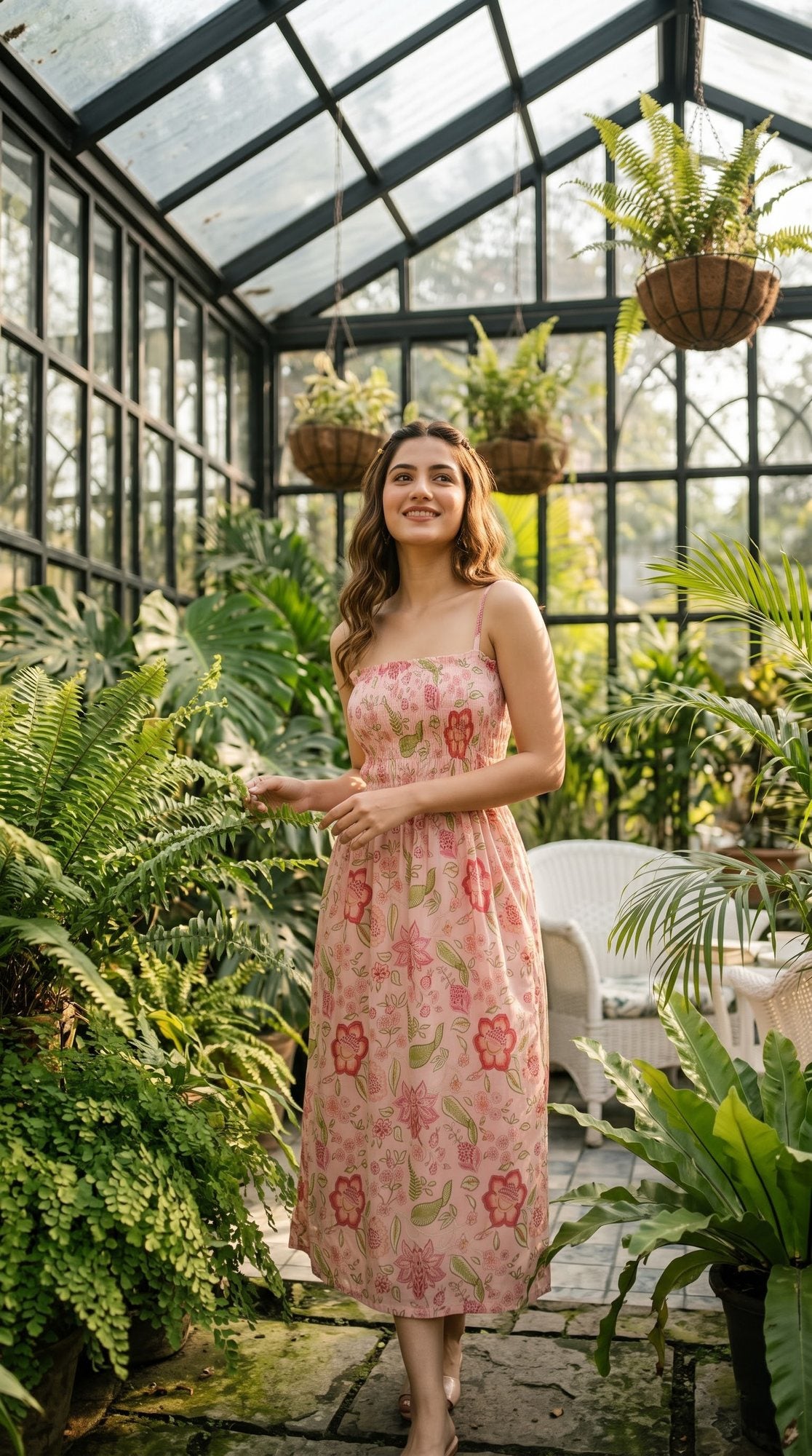 Rose Floral Smocked Strappy Maxi Dress