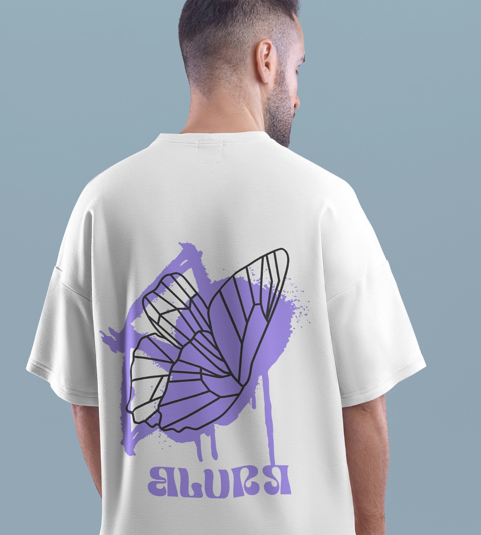 Butterfly White unisex oversize T-shirt 240GSM. XL